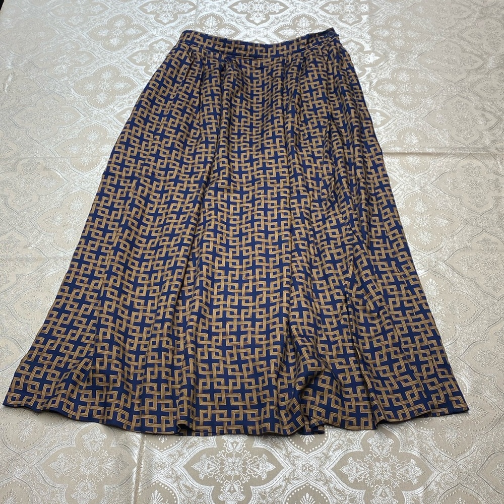 Vintage Sophisticates Pendleton - Navy & Gold Patterned Skirt